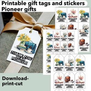 Etiquetas de pioneros, tarjetas para pioneros, pegatinas imprimibles para personas mayores. Regalo de agradecimiento para pioneros, papelería digital descargable.