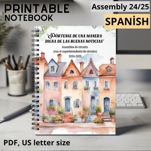 Cuaderno imprimible JW Spanish Assembly, 2024 2025 compórtate de una manera digna de las buenas nuevas, descarga, estacionario, con superintendente de circuito