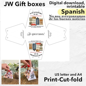 Caja de regalo imprimible para la asamblea de los Testigos de Jehová en español 2024 2025, bolsa de regalo no avergonzarse de una buena noticia regalo de los Testigos de Jehová, descarga digital alentadora