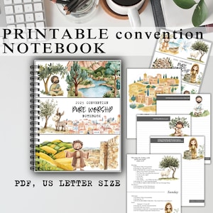 Cuaderno imprimible para niños de la Convención de los Testigos de Jehová 2025. Cuaderno digital de Adoración Pura, diario DIY para niños.