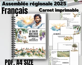 Cuaderno imprimible de la Convención Francesa 2025. Cuaderno digital de Adoración Pura, descargable, diario DIY.
