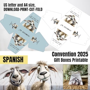 Caixa de presente engraçada de ovelhas JW, convenção de adoração pura 2025 para impressão, sacola de presente para crianças, download digital de adoração pura encorajador