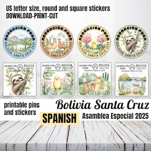 Convención especial JW Bolivia 2025 en español, pin de adoración pura, regalo, calcomanía redonda de Santa Cruz, que alienta la simpatía y el aliento