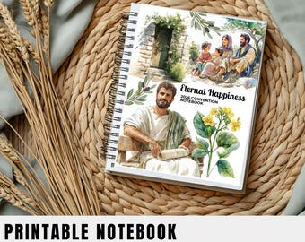 Convention printable Notebook 2026. Eternal Happiness stationary notebook Jesus digital download, diy journal