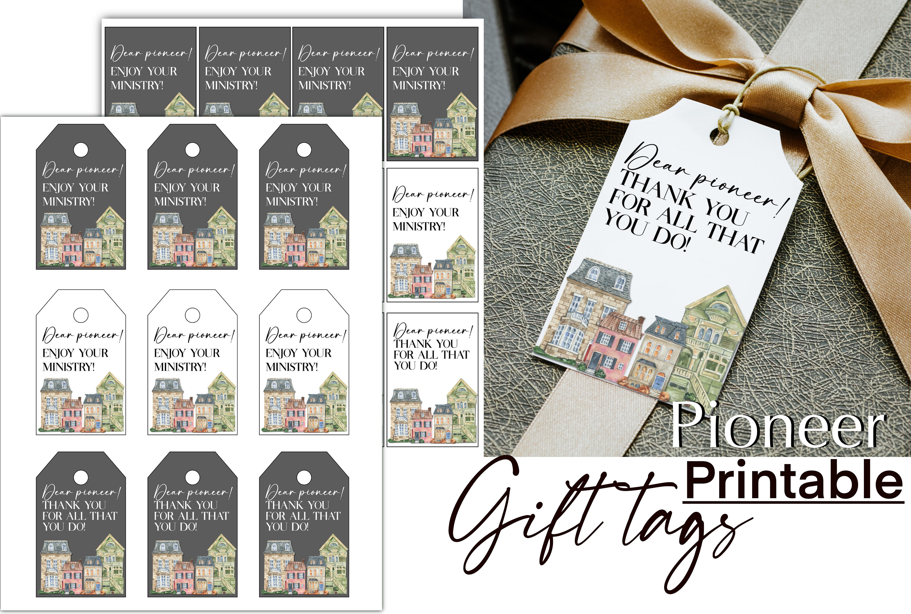 Pioneer Gift tag pioneers, sticker printable. Thank you Pioneer gift, digital download stationery,