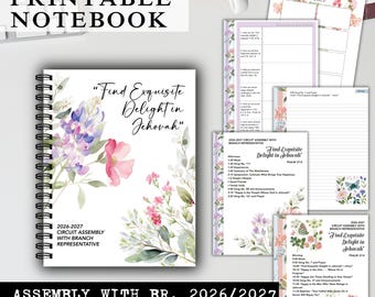 Assembly printable Notebook 2026 2027 Find Exquisite Delight in Jehovah, stationary, With Branch Representative journal diy print yourself