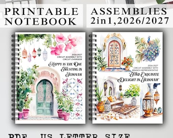 2in1 Assembly printable Notebook 2026 2027 stationary, With Branch Representative and circuit overseer, journal diy print yourself