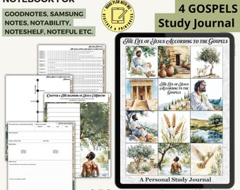 Gospels study journal, Jesus life notebook, family worship, personal study project GoodNotes, Samsung notes, pdf jw iPad hyperlinked