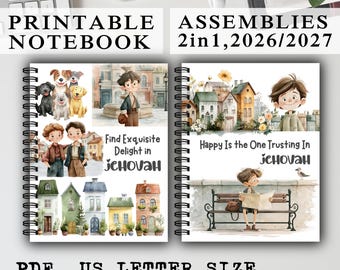 2in1 Kids Boys Assembly printable Notebook 2026 2027 children stationary, With Branch Representative and circuit overseer, journal diy