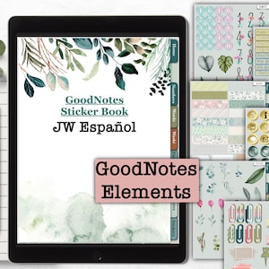 Spanish Español stickers digital elements для GoodNotes JW meetings notebook, sticker book, PNG planner iPad