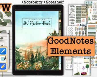 JW Digital Elements for GoodNotes Notability Noteshelf meetings notebook, sticker book, pre-cropped PNG stickers for iPad planner
