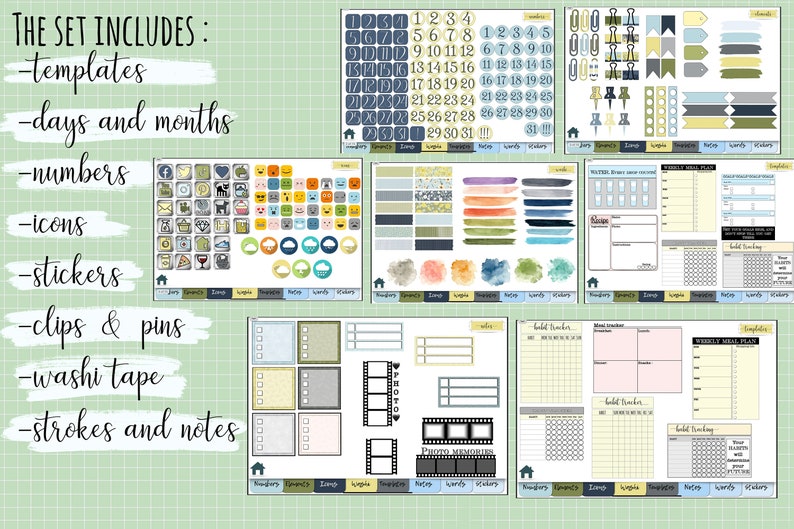 Digital Goodnotes Elements Functional Stickers Horizontal for - Etsy