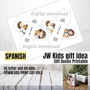 Doces infantis espanhóis JW, convenção 2025 caixa de presente para impressão, sacola de presente para crianças, download digital de adoração pura para encorajar a impressão