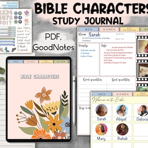 JW Bible Characters studying  journal  for GoodNotes, pdf iPad hyperlinked, with stickers notability Noteshelf