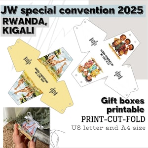 JW Sonderkonvention 2025 Geschenkbox zum Ausdrucken, Ruanda Kigali Geschenktasche, reine Anbetung Geschenk digitaler Download Geschenke zum Ausdrucken