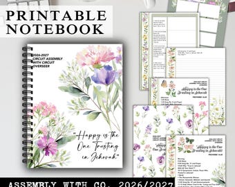 Assembly printable Notebook 2026 2027 Happy Is the One Trusting In Jehovah, stationary, with circuit overseer journal diy print yourself