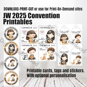 JW kids Sweets Convention 2025-kaart, speld, koekjesticker, pure aanbidding kinderen visitekaartjes cadeau, rond bemoedigend