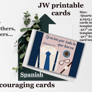 JW Karte Für Älteste danke Spanische Brüder Pionier druckbare español Krawatte Jacke Sympathie Bibel Zitat Ermutigung JW digitale Schrift