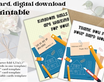 Card printable, LDC gift, Kingdom Hall construction card, pioneer elder encouraging thank you card. Stationary gift