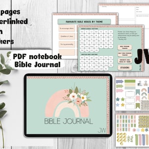 JW Daily Bible reading notebook landscape mode journal  for GoodNotes, pdf iPad hyperlinked, with stickers notability Noteshelf