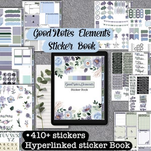 Digital GoodNotes Elements Functional stickers For planner and notebook, sticker book, pre-cropped PNG minimalist style . for iPad planner
