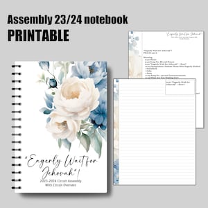 JW Assembly printable Notebook. 2023 2024 Eagerly wait for Jehovah stationary notebook digital download