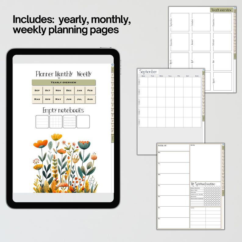 Jw Undated Yearly Digital Planner Goodnotes Weekly Monthly Portrait ...