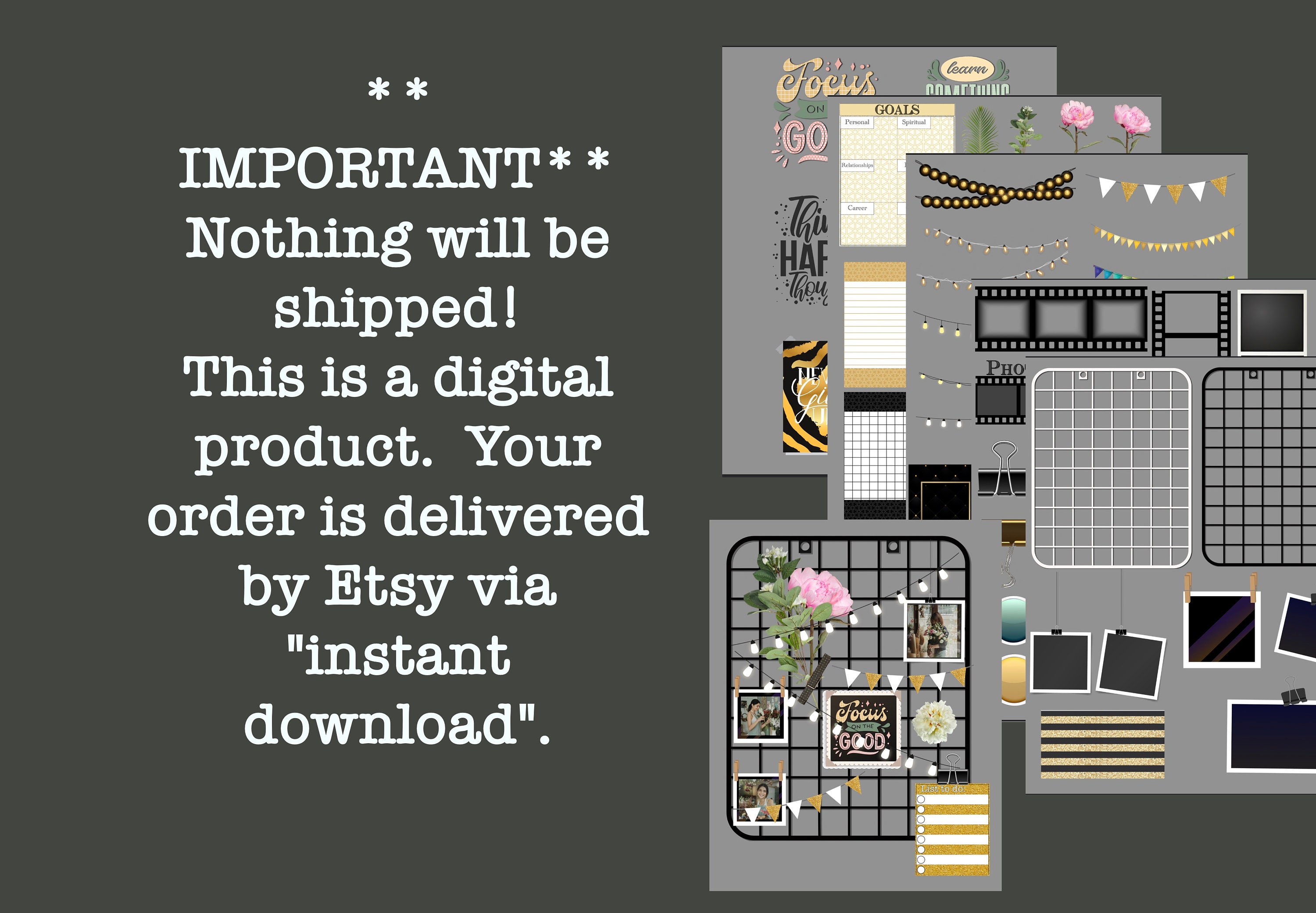 Digital Goodnotes Elements Daily Inspiration Board Functional Stickers ...