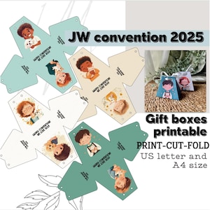 Caja de regalo imprimible para la convención de los Testigos de Jehová 2025, bolsa de regalo de adoración pura, idea de regalo para niños, regalo presente, descarga digital imprimible alentadora