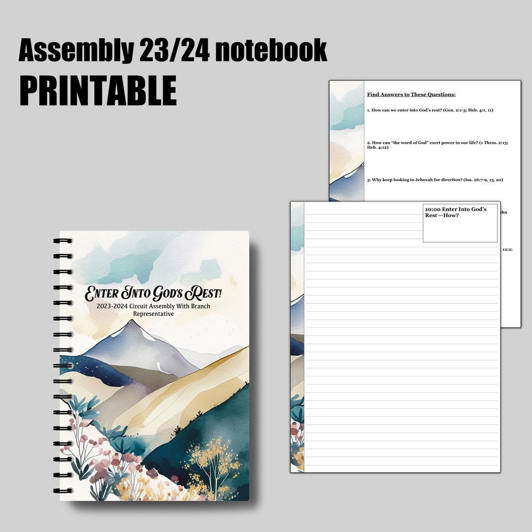 JW Assembly Printable Notebook. 2023 2024 Enter Into Gods Rest ...