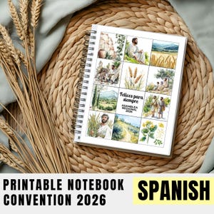 Convention printable Spanish Notebook 2026. Felices para siempre, Eternal Happiness stationary notebook Jesus digital download, journal