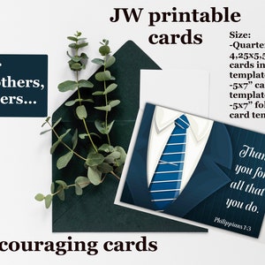 Tarjeta JW Para ancianos tarjeta de agradecimiento hermanos pioneros chaqueta de corbata imprimible tarjetas de simpatía Cita bíblica aliento Escritura digital JW