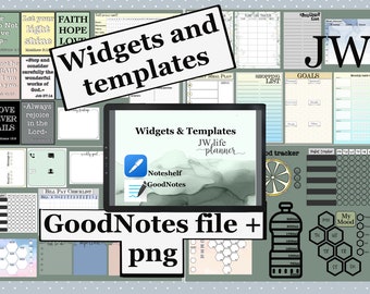 JW GoodNotes Noteshelf Digital templates widgets  Elements  stickers for plannlers, sticker book, bullet journal pre-cropped PNG. iPad