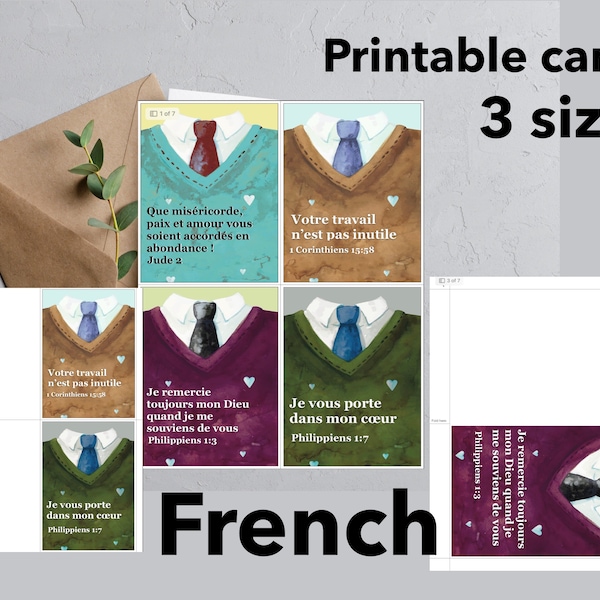 JW french Card for elders printable, brothers pioneers gift idea, digital download. Bible encouragement Jehovah’s witnesses greeting cards