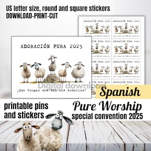 JW Spaanse conventie 2025-kaart, Adoración pura speciale schapenkaartenspeld, cadeausticker sticker, pure aanbidding visitekaartjes cadeau, bemoedigend