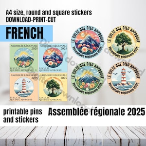 Carte personnalisée imprimable JW convention 2025, épingle, autocollant, personnalisation pure cartes de culte, rond encourageant