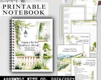 Assembly printable Notebook 2026 2027 Happy Is the One Trusting In Jehovah, stationary, with circuit overseer journal diy print yourself