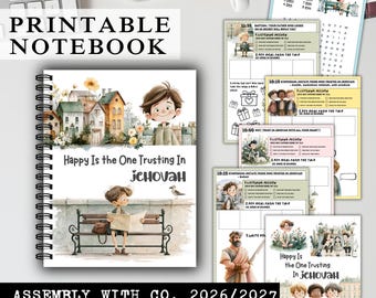Assembly kids printable Notebook 2026 2027 children Happy Is the One Trusting In Jehovah, stationary, with circuit overseer journal