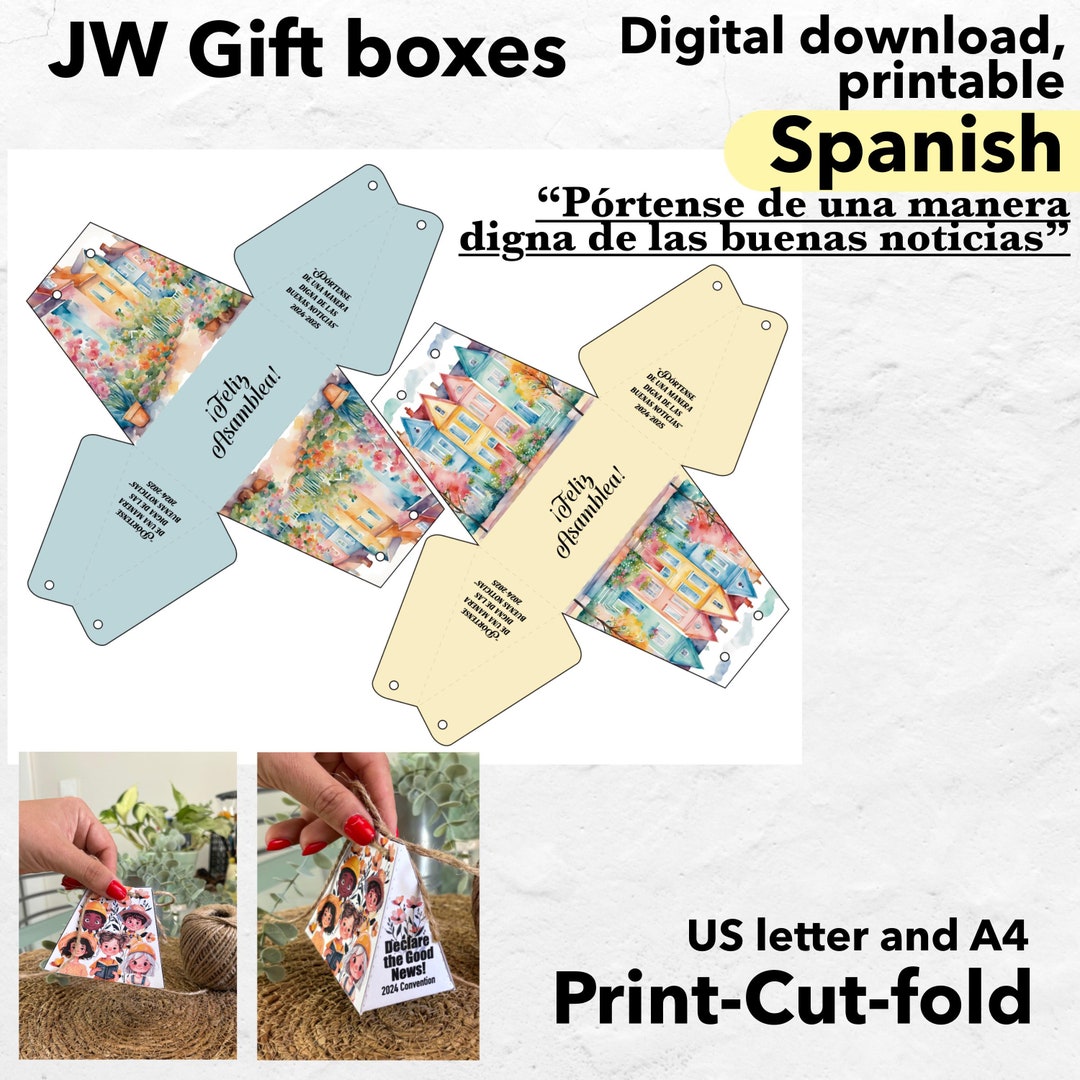 JW Spanish Assembly 2024 2025 Gift Box Printable, Gift Bag Behave in a ...