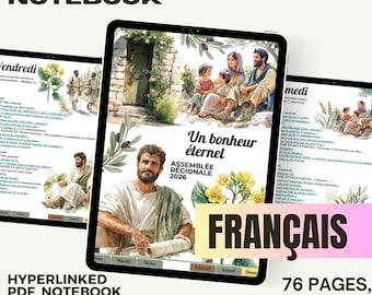 Cahier PDF numérique Convention 2026, français Un bonheur éternel, programme Bonheur éternel GoodNotes Samsung notes Notability