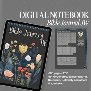 JW Daily Bible notebook journal, reading tracker, GoodNotes, Samsung notes, Noteshelf, pdf iPad hyperlinked, notability