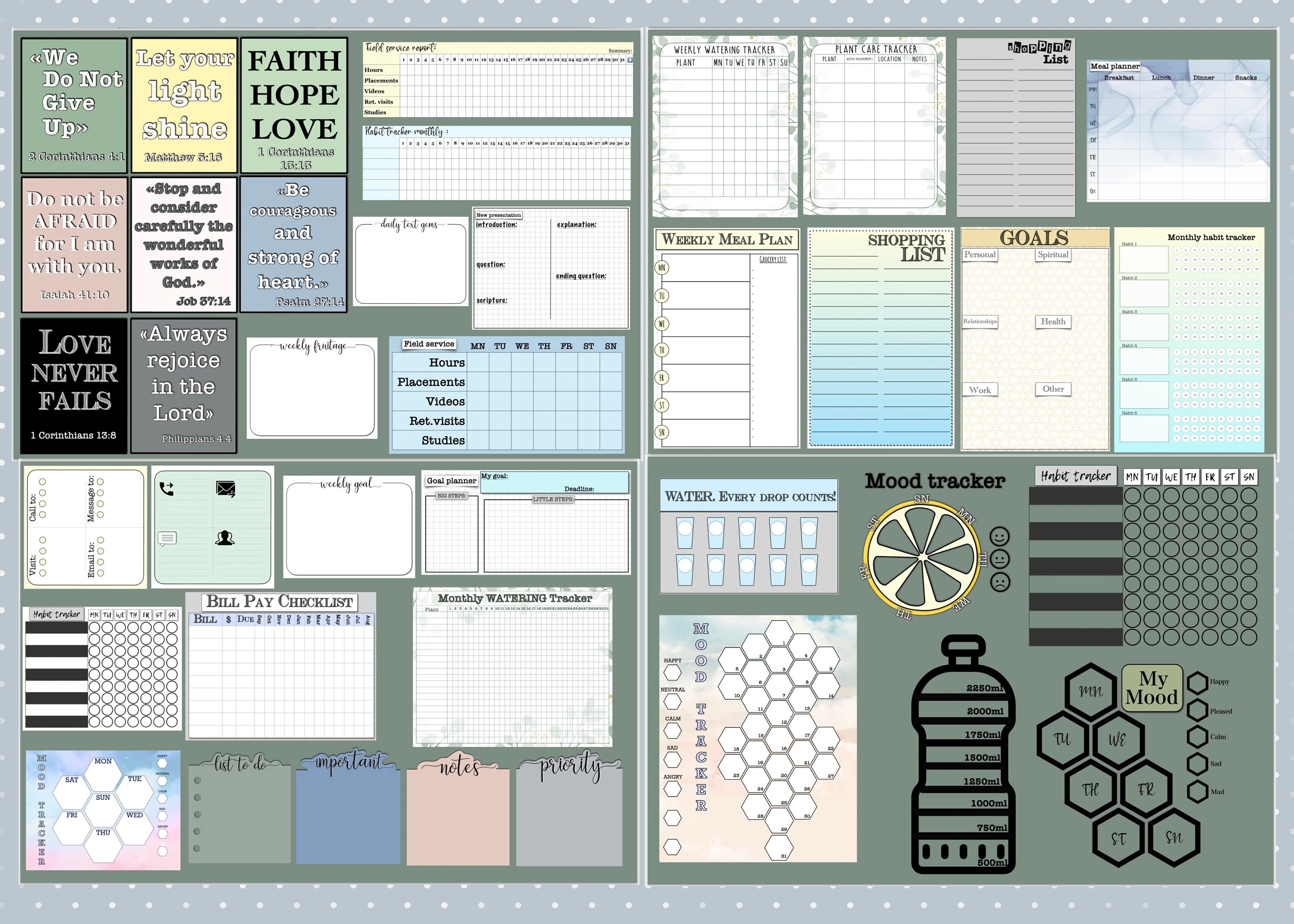 JW GoodNotes Noteshelf Digital templates widgets Elements Etsy