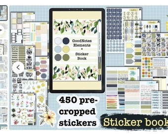 Digital GoodNotes Elements Functional stickers For planner and notebook, sticker book, pre-cropped PNG minimalist style . for iPad planner