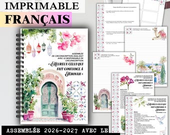 French Assembly printable Notebook 2026 2027 Happy Is the One Trusting In Jehovah, stationary, with circuit overseer journal diy
