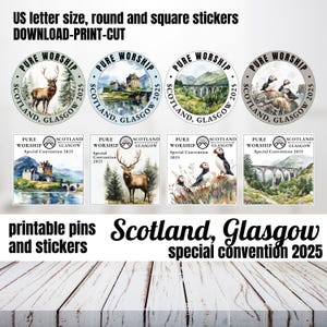 Convenção especial das JW Escócia 2025, presente de broche de adoração pura, adesivo redondo de Glasgow, JW encorajador, incentivo de simpatia
