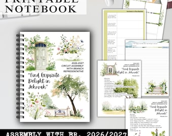 Assembly printable Notebook 2026 2027 Find Exquisite Delight in Jehovah, stationary, With Branch Representative journal diy print yourself