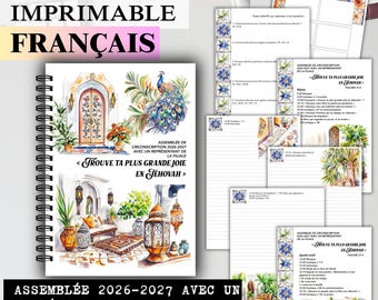 French Assembly printable Notebook 2026 2027 Find Exquisite Delight in Jehovah, stationary, With Branch Representative journal diy
