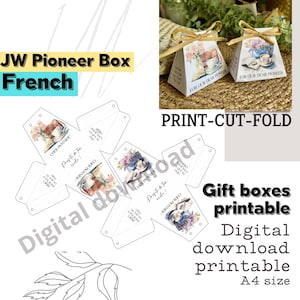Caixa de pioneiros anciãos franceses TJ para impressão, sacola de presente, pioneiros anciãos, presente, download digital, incentivo para impressão