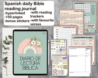 JW Spanish Bible journal reading notebook español lectura Biblica for GoodNotes, pdf iPad hyperlinked, with stickers notability Noteshelf