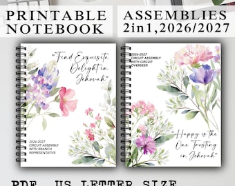 2in1 Assembly printable Notebook 2026 2027 stationary, With Branch Representative and circuit overseer, journal diy print yourself